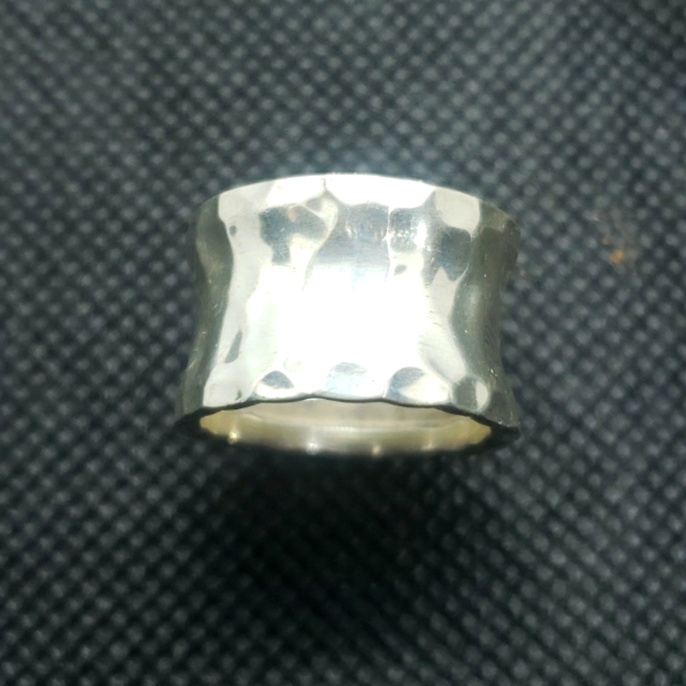 SS hammered band ring size 7